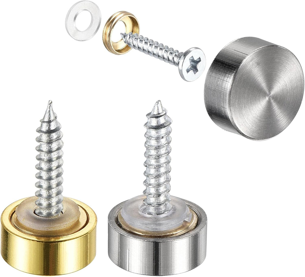 Mirror Screws, 12mm/0.47", 12pcs Decorative Cap Fasteners Cover Nails, Silver Tone, Gold Tone(Each Color 6pcs)