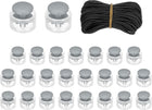 25 Pcs Double Hole Cord Locks with 32.8 ft Elastic Cord, 17mm Nylon Spring Toggle Stopper Clip for Backpack Shoelaces Drawstring Paracord Pants, Gray