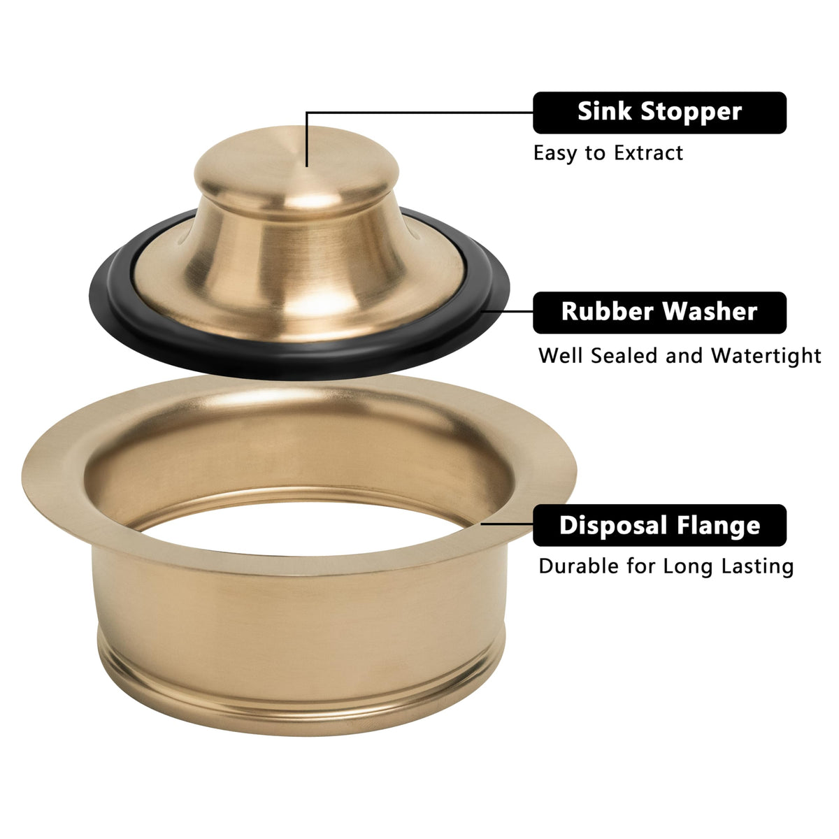 LinkMejor Évier Bronze Champagne Flange pour Évier de Cuisine avec Écumeur
