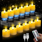 LinkMejor Luces de té recargables mejoradas con Base de Carga Magnética 12 Unidades