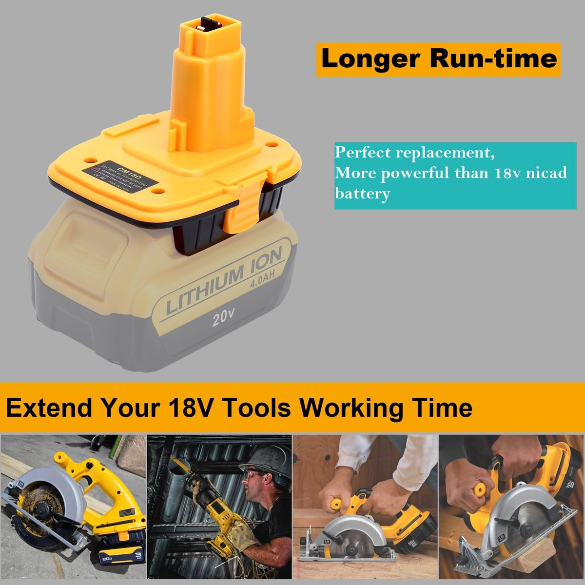 ลิงก์เมโจร์ DM18D แทนเซ็ตเตอร์ Dewalt 18v ถึง 20v