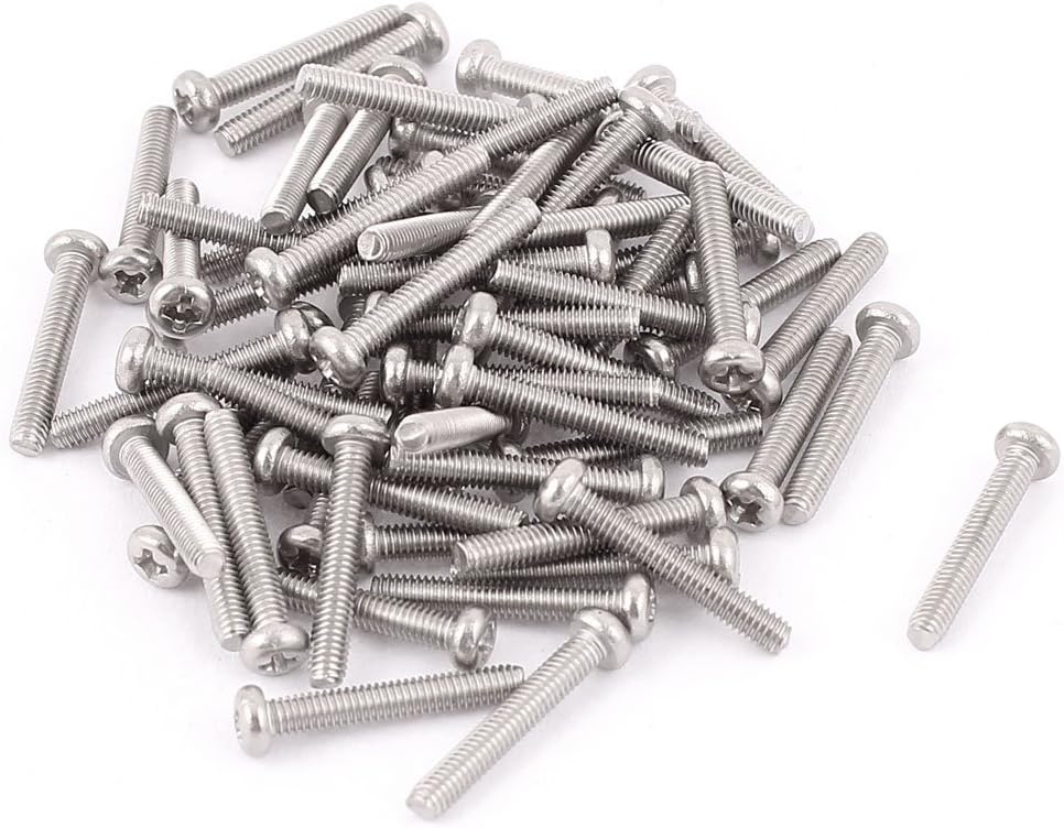 M2.5 x 16mm 304 Stainless Steel Phillips Round Head Screws Bolt 60pcs
