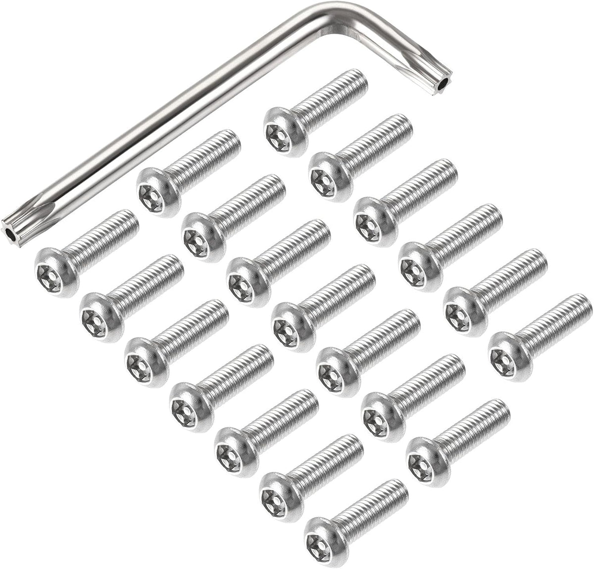M6x20mm Torx Security Machine Screw, 20pcs Pan Head Screws Inside Column, with T30 L-Type Wrench, 304 Stainless Steel Fasteners Bolts