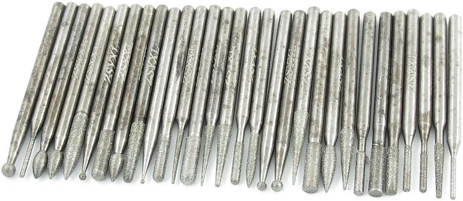 30 in 1 3mm Dia Alloy Shank Diamond Point Grinding Drill Bits w Case
