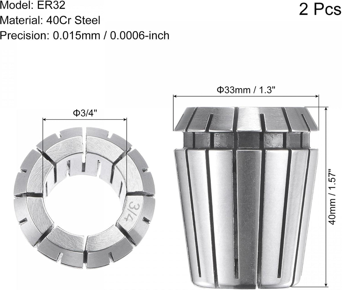 ER32 Sprânceană de Primăvară 11/16" Cilindru pentru Mașină de Fresare CNC Lată de Tăiere Instrument 2pces