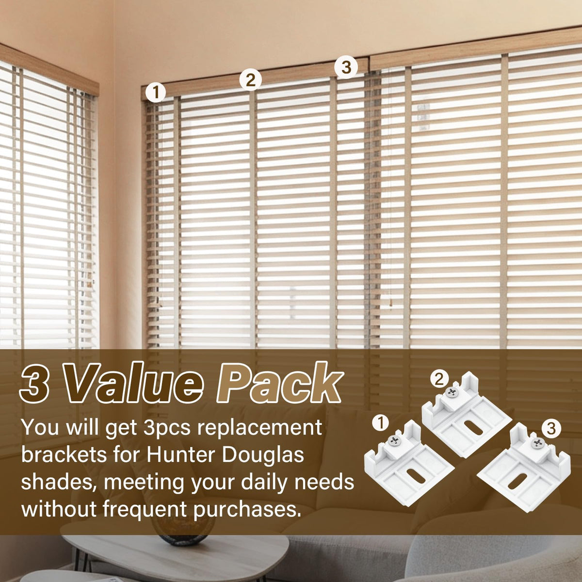 3PC 3/8" Komórkowe żaluzje Montażowe Kompatybilne z Hunter Douglas