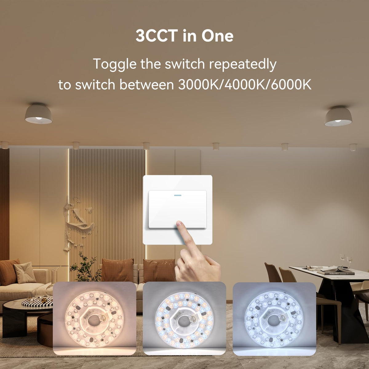 4.92” Ceiling Fan Led Light Replacement 18W 3CCT, Easy Magnetic Mount