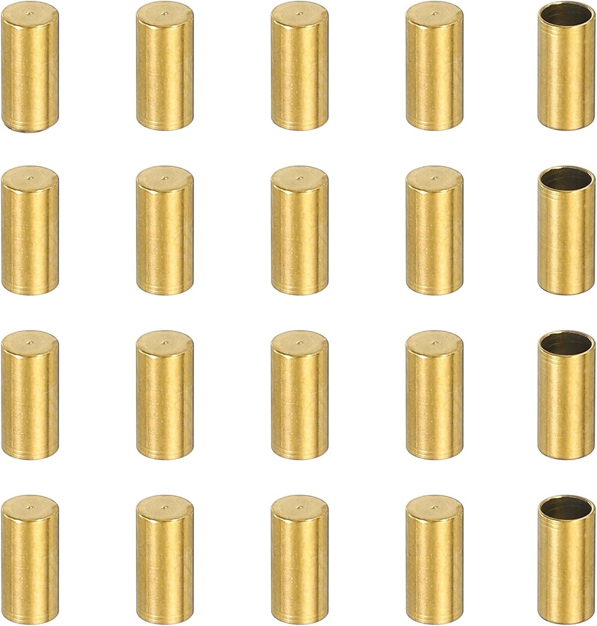 20 Pcs Stainless Steel Cord End Caps, 2.5 mm End Cap Barrel Beads Leather Cord End Caps for Jewelry Making DIY Tassel 5.5 mm Length Golden