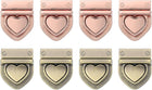 LinkMejor 8Set Turn Lock Clasp Kit, Heart Press Lock Clasp Closure Twist Turn Locks Hardware Buckle Fasteners for Purse Leather Making (28x32mm, Bronze, Rose Gold)