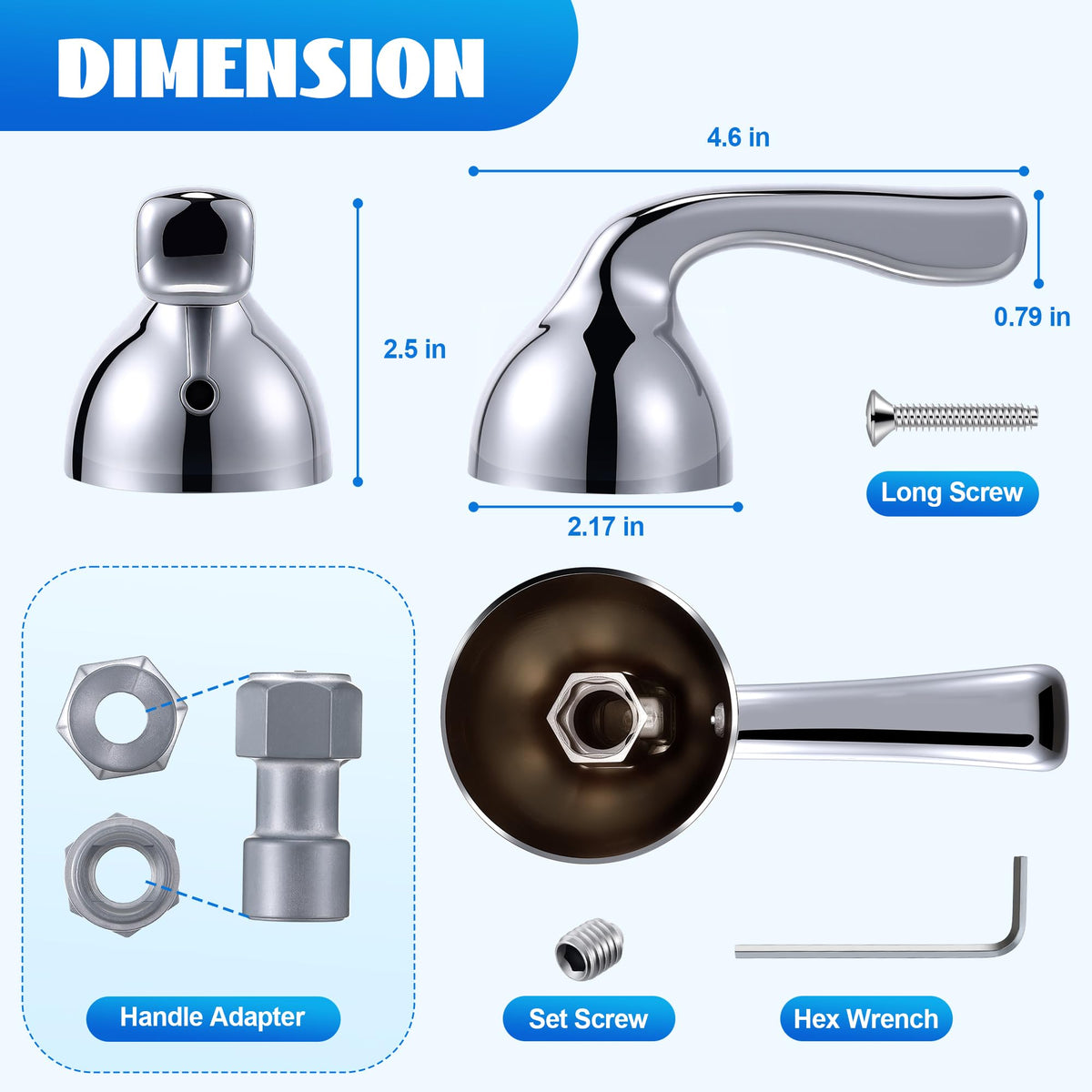Set de manere metalice compatibil cu Delta RP74148 (Crom Poliat)
