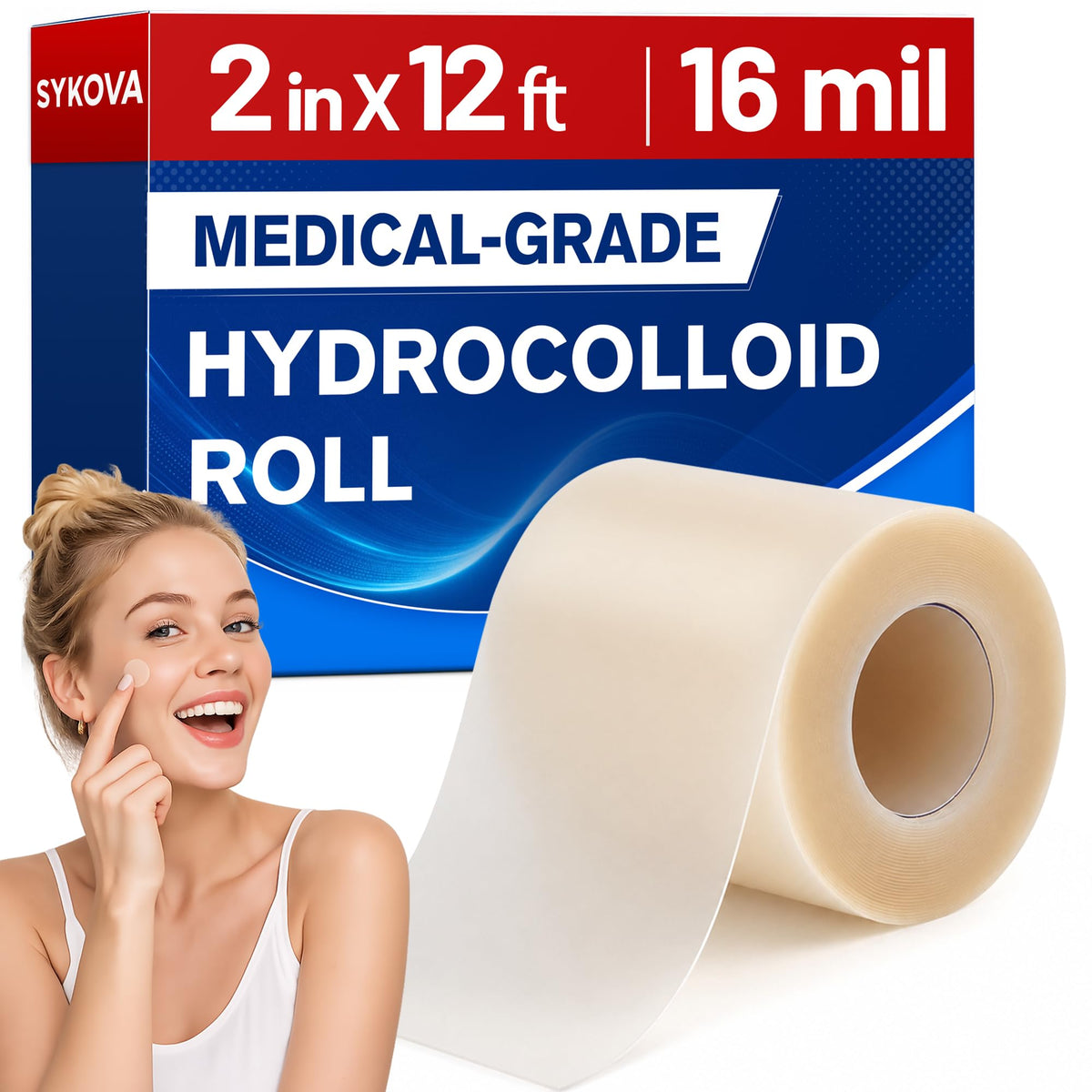 Grad medical Hydrocolloid Roll, 2 Roll Hydrocolloid Roll, 2in x 4.8ft