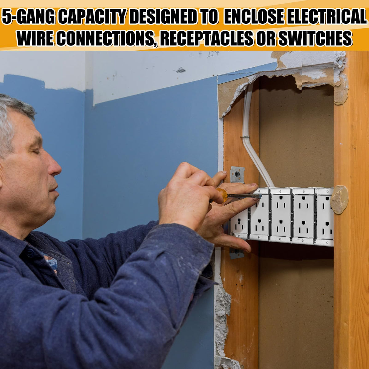 LinkMejor 5 Gang Scatola Elettrica Acciaio Zincato 2.5 Pollici con Braccio