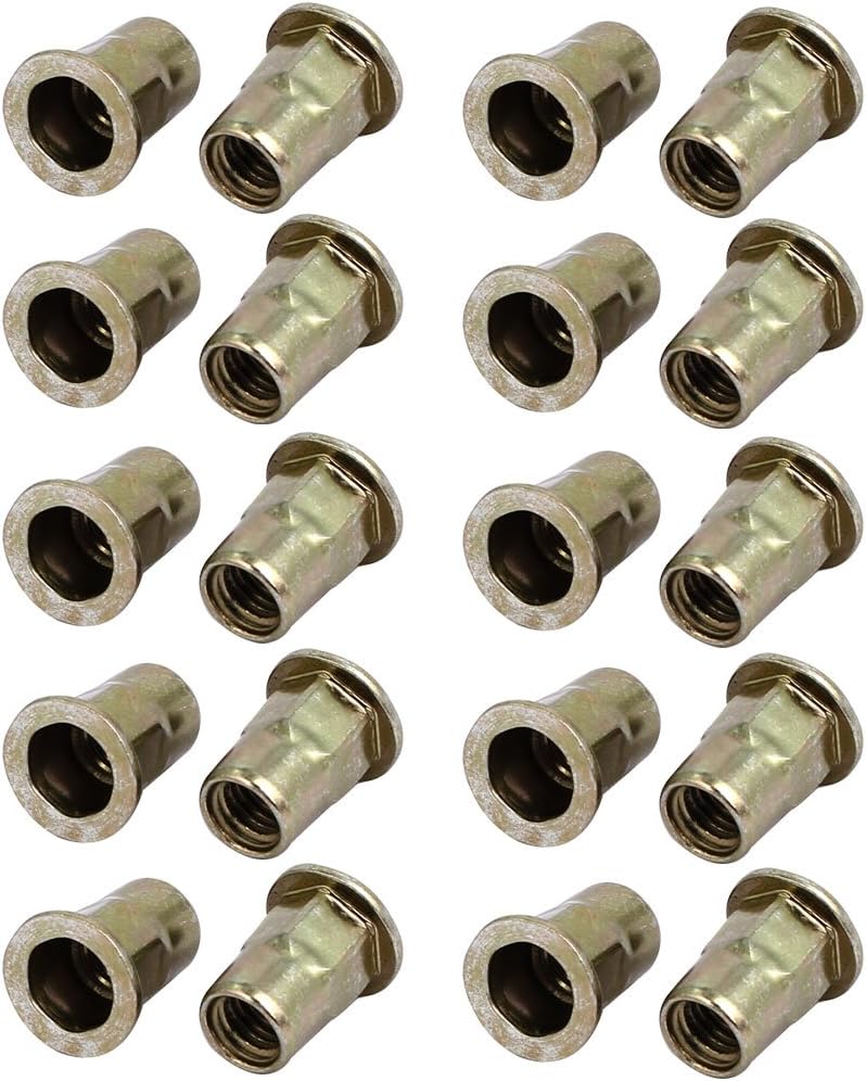 M8 Thread Dia Flat Head Half Hex Body Insert Blind Rivet Nut Fastener 20pcs