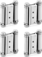 QWORK Heavy Duty Cafe Saloon Bars Door Swing Hinges, 4 Pack 3" Stainless Steel Self Closing Swing Hinges, Double Action Spring Door Hinges