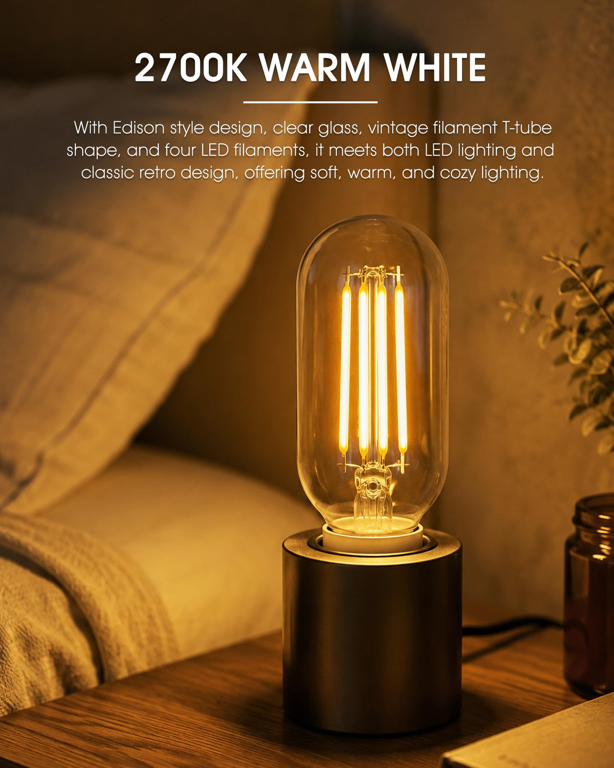 LinkMejor T45 4W LED Edison Glühbirnen E26 Fassung 40W Äquivalent mit klarem Glas