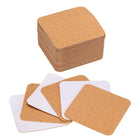 LinkMejor 50pcs Self Adhesive Cork Coasters 3.1"x 3.1"x 0.04" - Mats, Tiles, Backing Sheets, Mini Wall Board for DIY Crafts, Square Rounded Corner