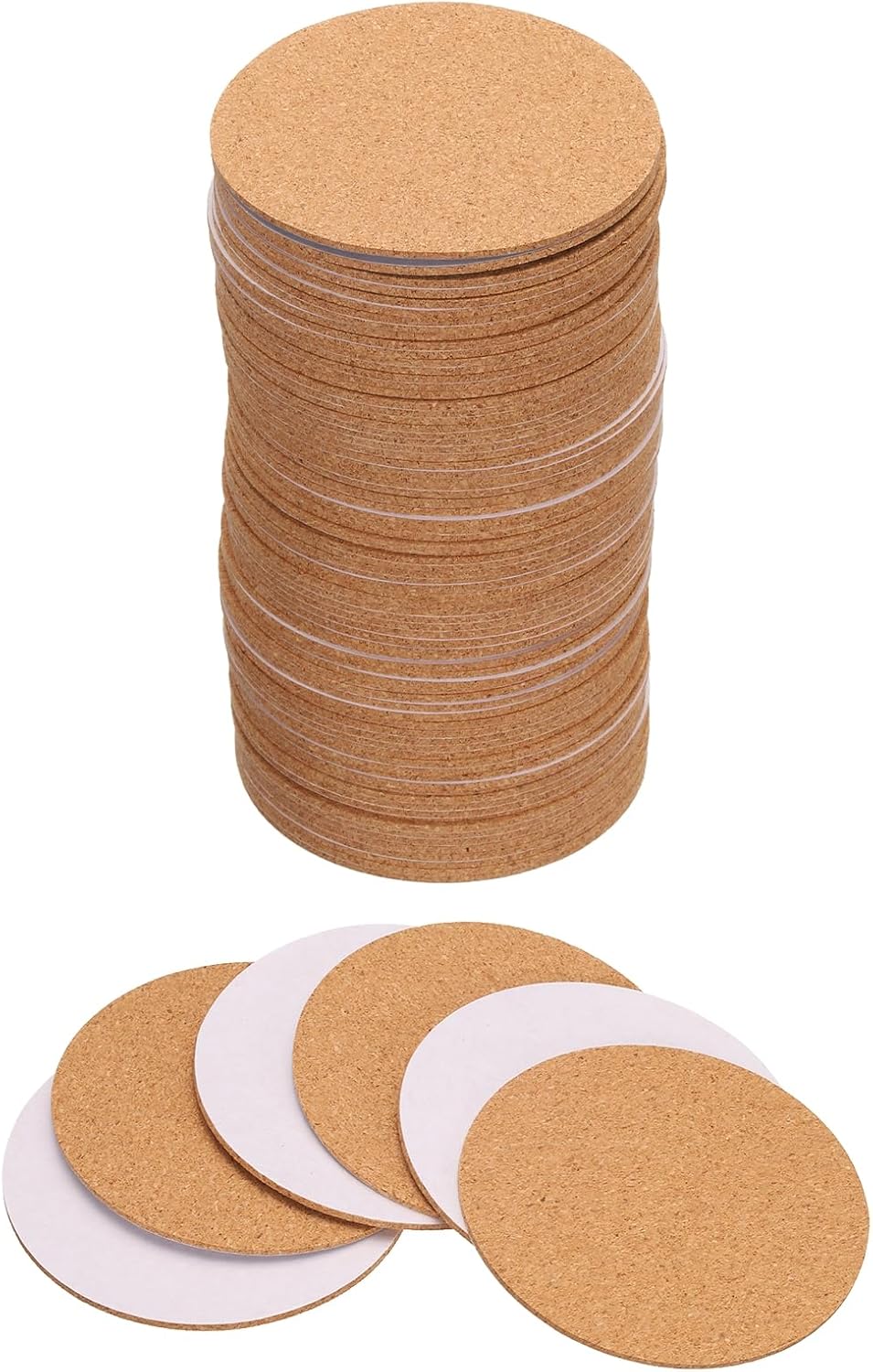 80pcs Self Adhesive Cork Coasters 4"x 4"x 0.08" Cork Mats Cork Tiles Cork Backing Sheets Mini Wall Cork Board for Coasters and DIY Crafts, Circle