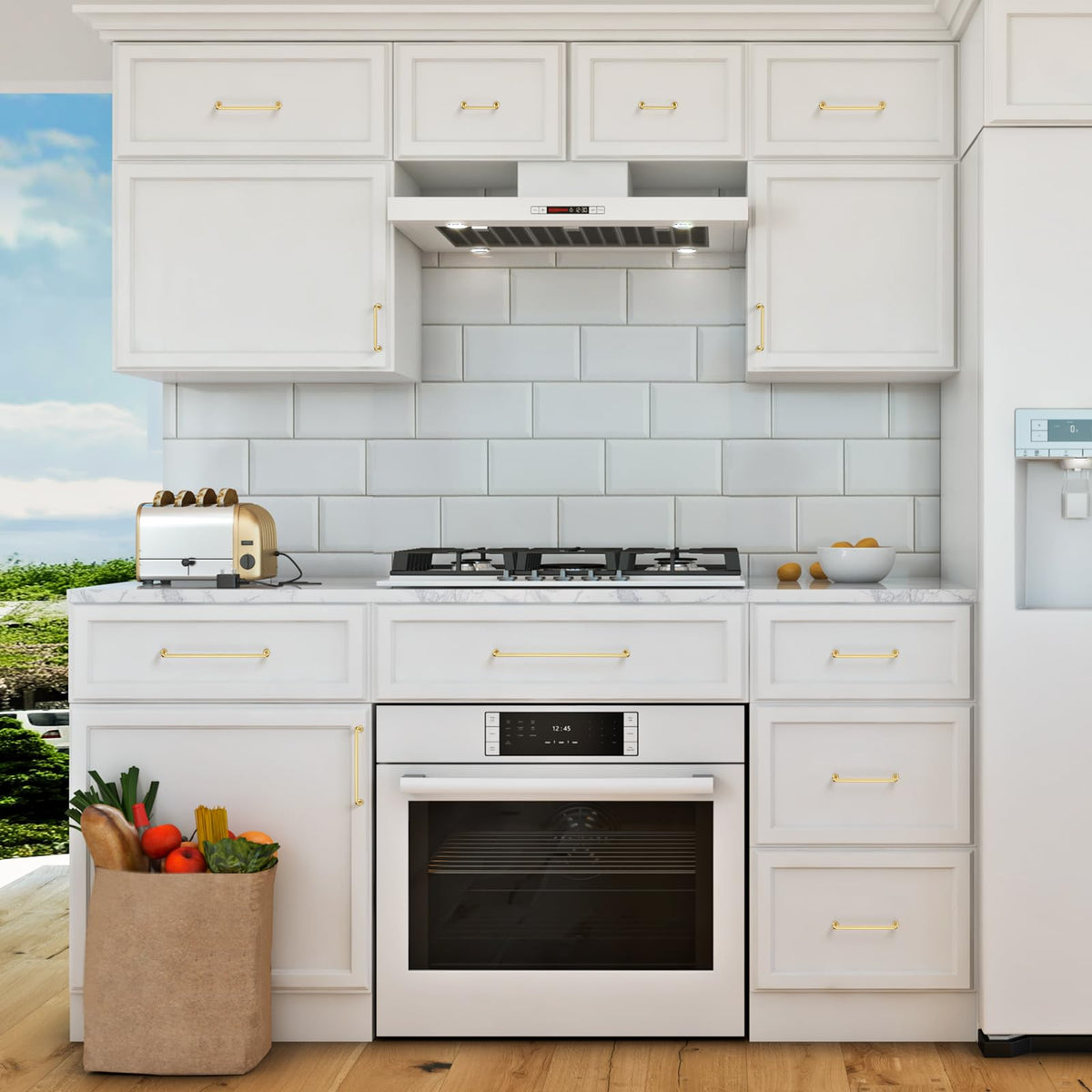 LinkMejor Brushed Gold Cabinet Pulls Cabinet Handles, 8-3/4 Inch, 2 Pack