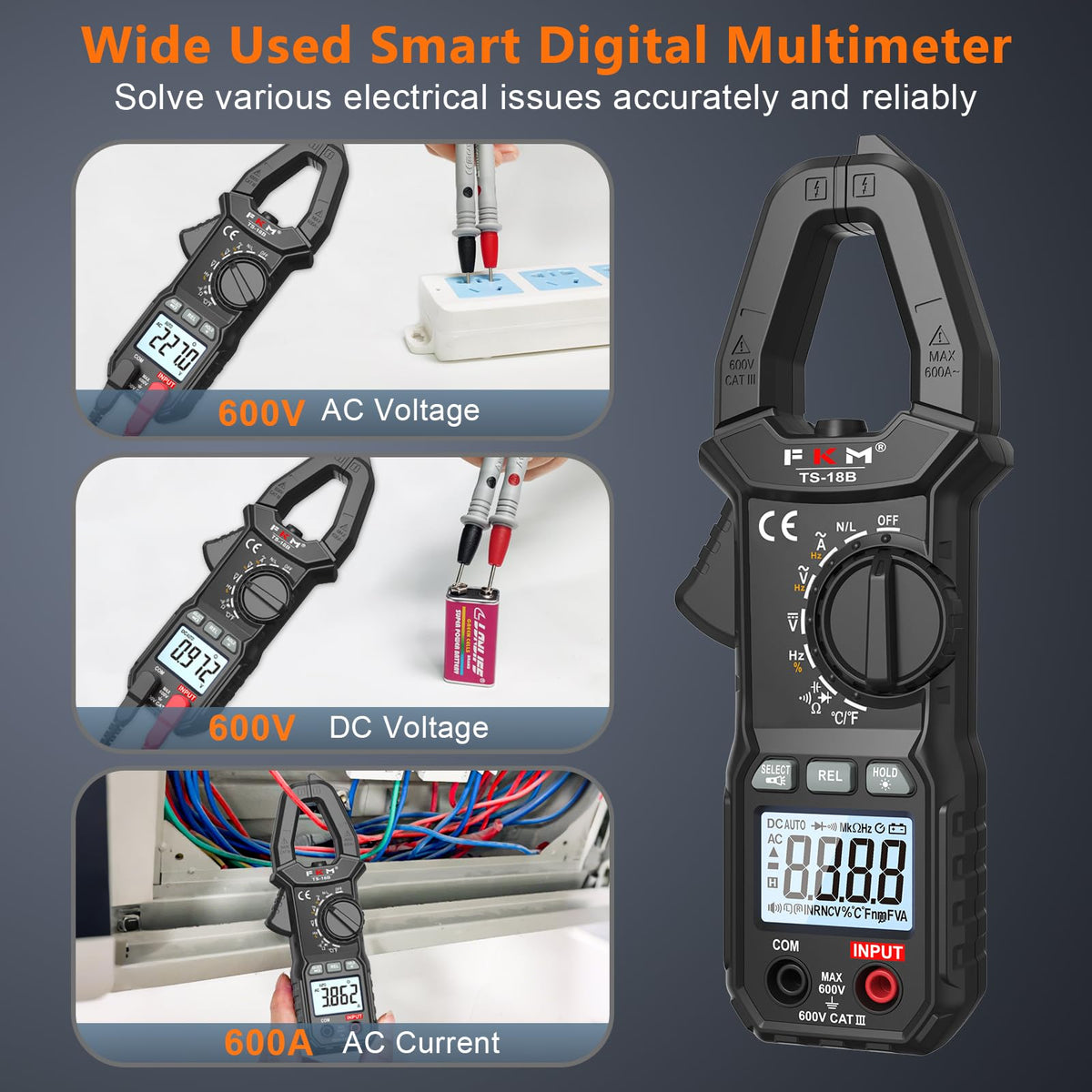 LinkMejor Clamp Meter,TRMS 6000 Counts,Digital Clamp Multimeter Voltage Tester