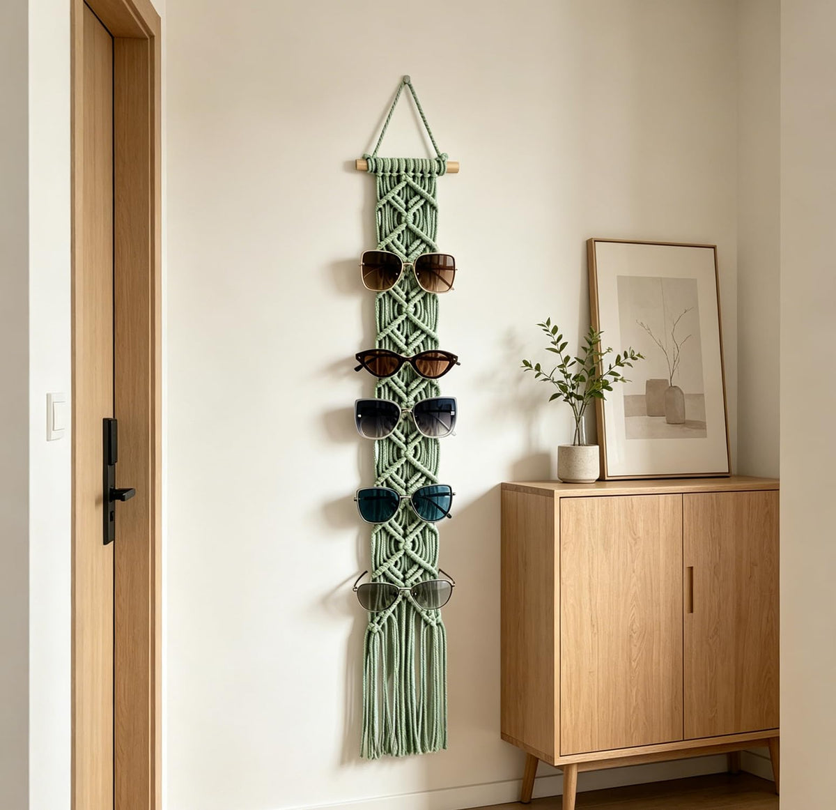 LinkMejor Macrame Sonnenbrillenhalter Wandhänger, Sage Grün