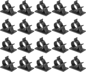 Clipsets de câbles réglables, 20Pcs 17-20mm Auto-adhésif Câble Clamp Wire Clamps Organisateur de câbles Clipsets pour la gestion des câbles, Noir