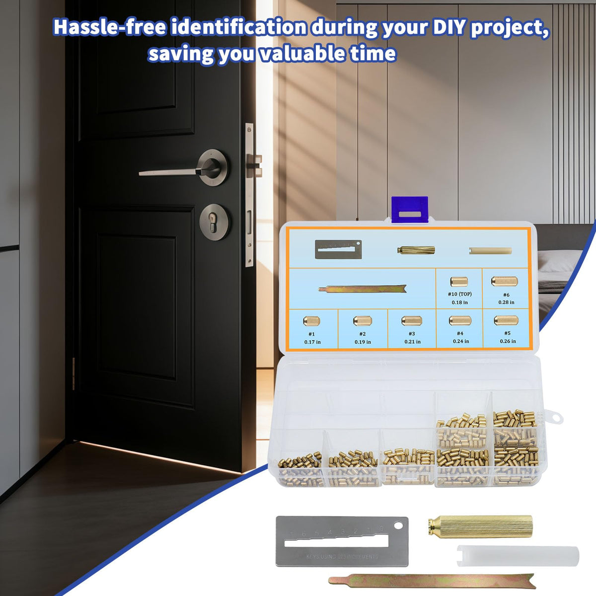 Kit de Chave para Kwikset, Conjunto Completo de 4 Ferramentas para DIY com Pino Inferior de Latão