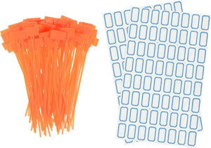 100pcs 니론 케이블 티 태그 레이블 마커 자동 잠금형 정리 마킹 오렌지