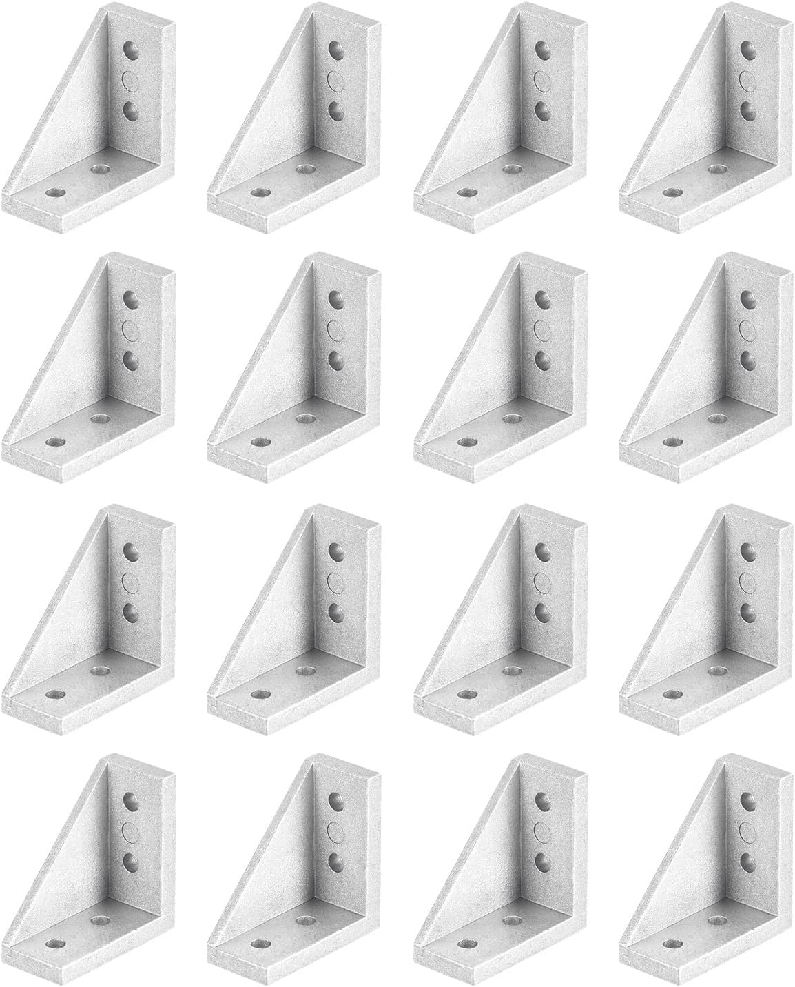 16Pcs Inside Corner Bracket Gusset, 38x38x18mm 2040 Angle Connectors for 2020/2040 Series Aluminum Extrusion Profile Silver