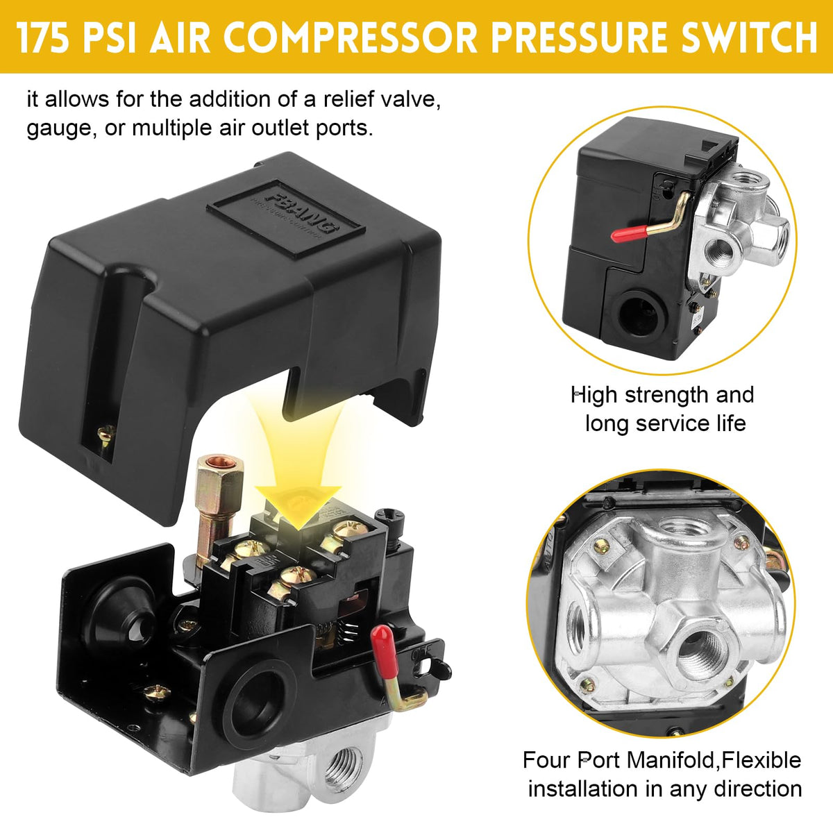 Luftkompressor trykstik 135-175 psi 4 port 26 Amp 220V