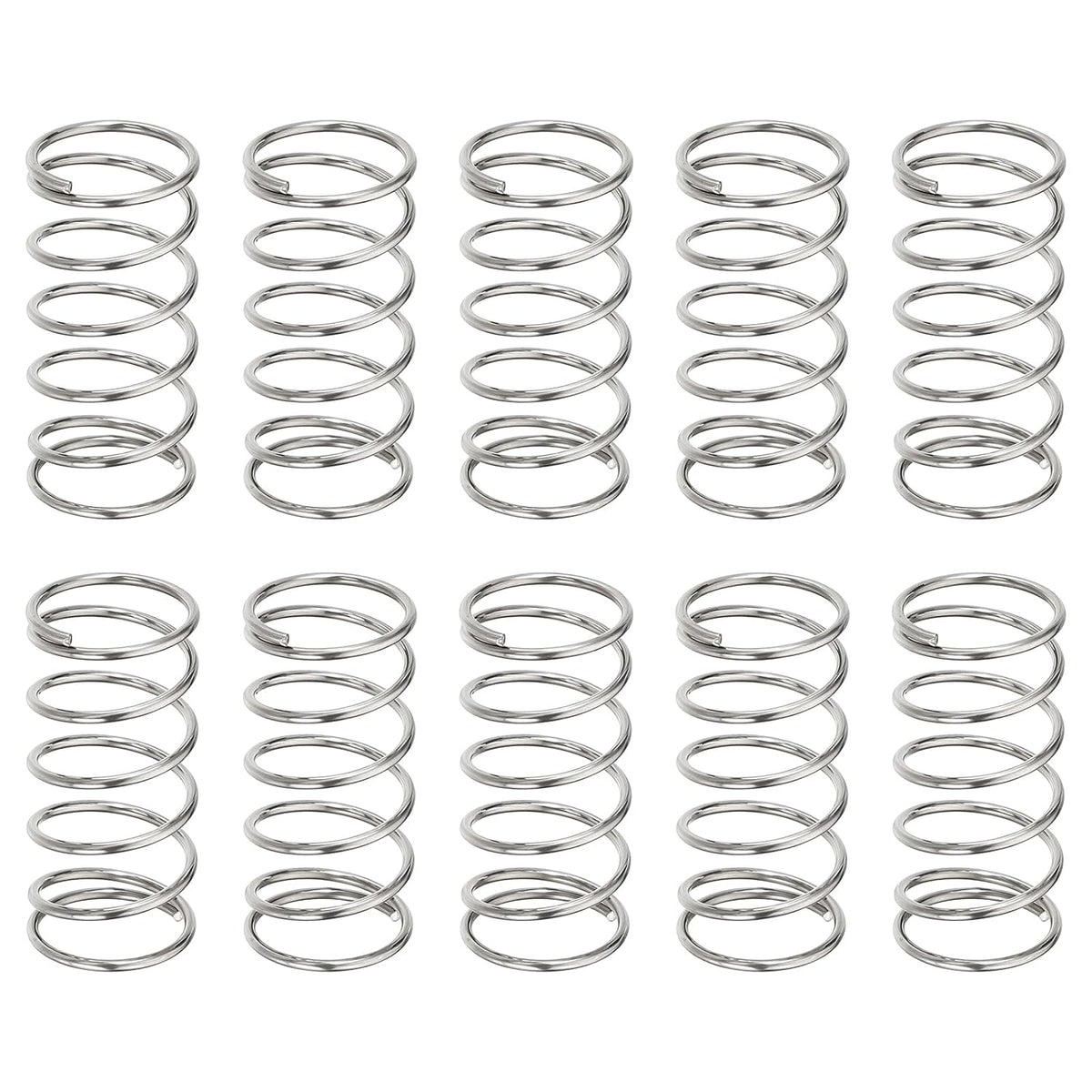 10Pcs Compression Springs, 0.9mm Wire Diameter x 12mm OD x 25mm Length 304 Stainless Steel Extension Spring Ballpoint Pen Pressure Springs for Shop Home Repairs, Silver