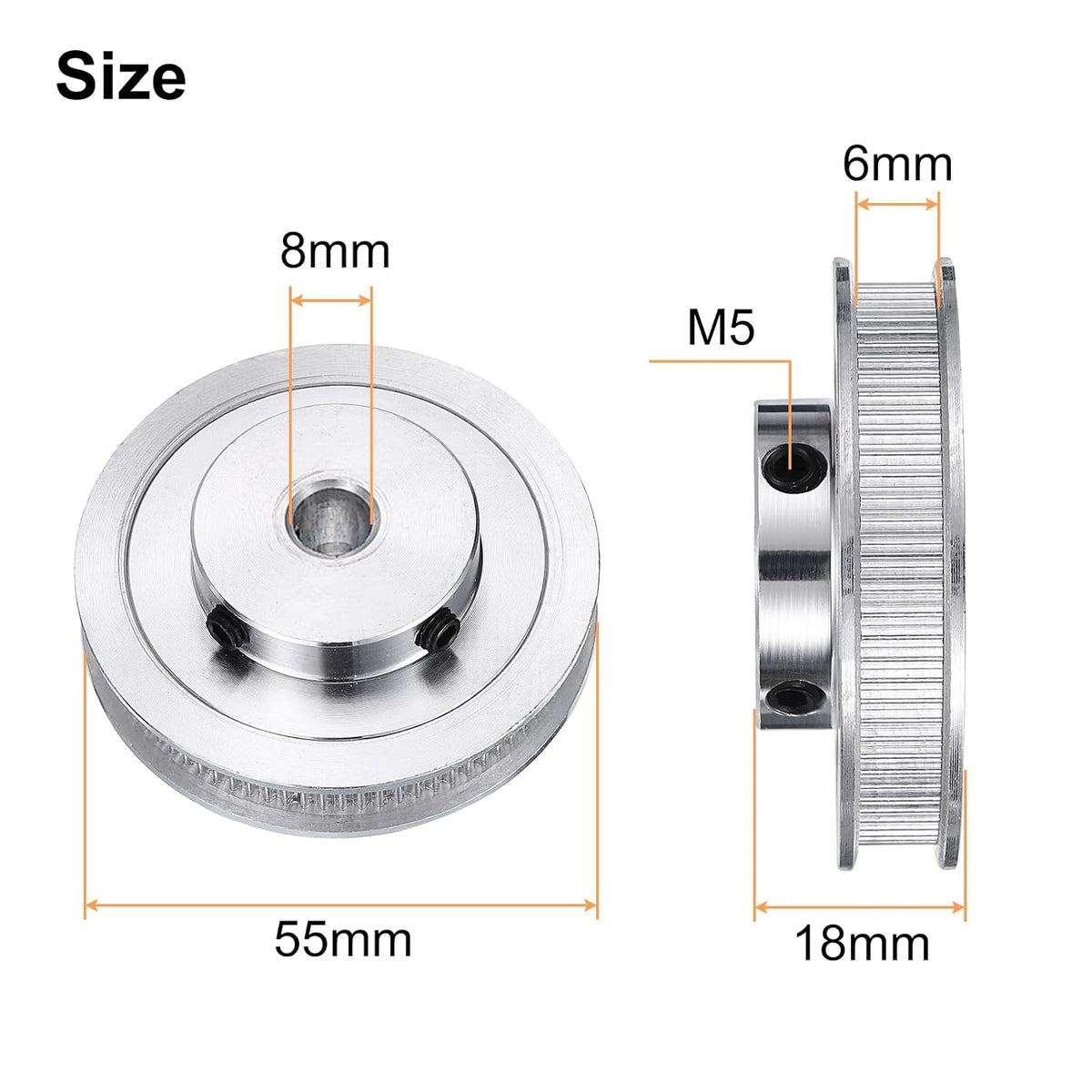 GT-2 Pulley Synchronous Wheel 80 Teeth 8mm Bore, Fit with 6mm Width Belt, Aluminum Alloy Timing Pulley Wheel with a Wrench for 3D Printer, CNC Machine