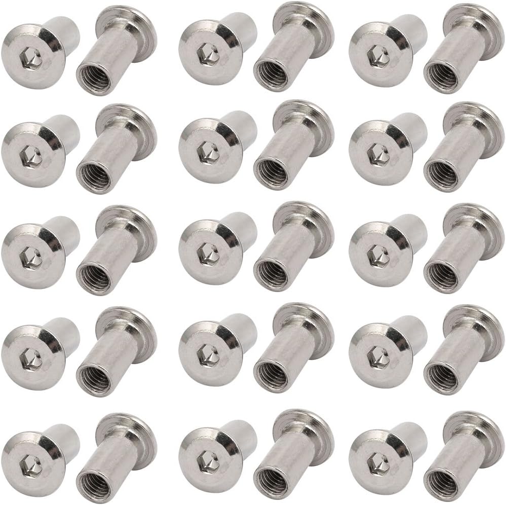 M6x15mm 4.8 Grade Carbon Steel Rivet Hex Head Insert Barrel Nut 30PCS