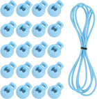 20 Pcs Single Hole Cord Locks with 39Inch Elastic Shock Cord, Plastic Spring Toggle Stopper Clip with Stretch String for Shoelaces Drawstrings Paracord, Light Blue