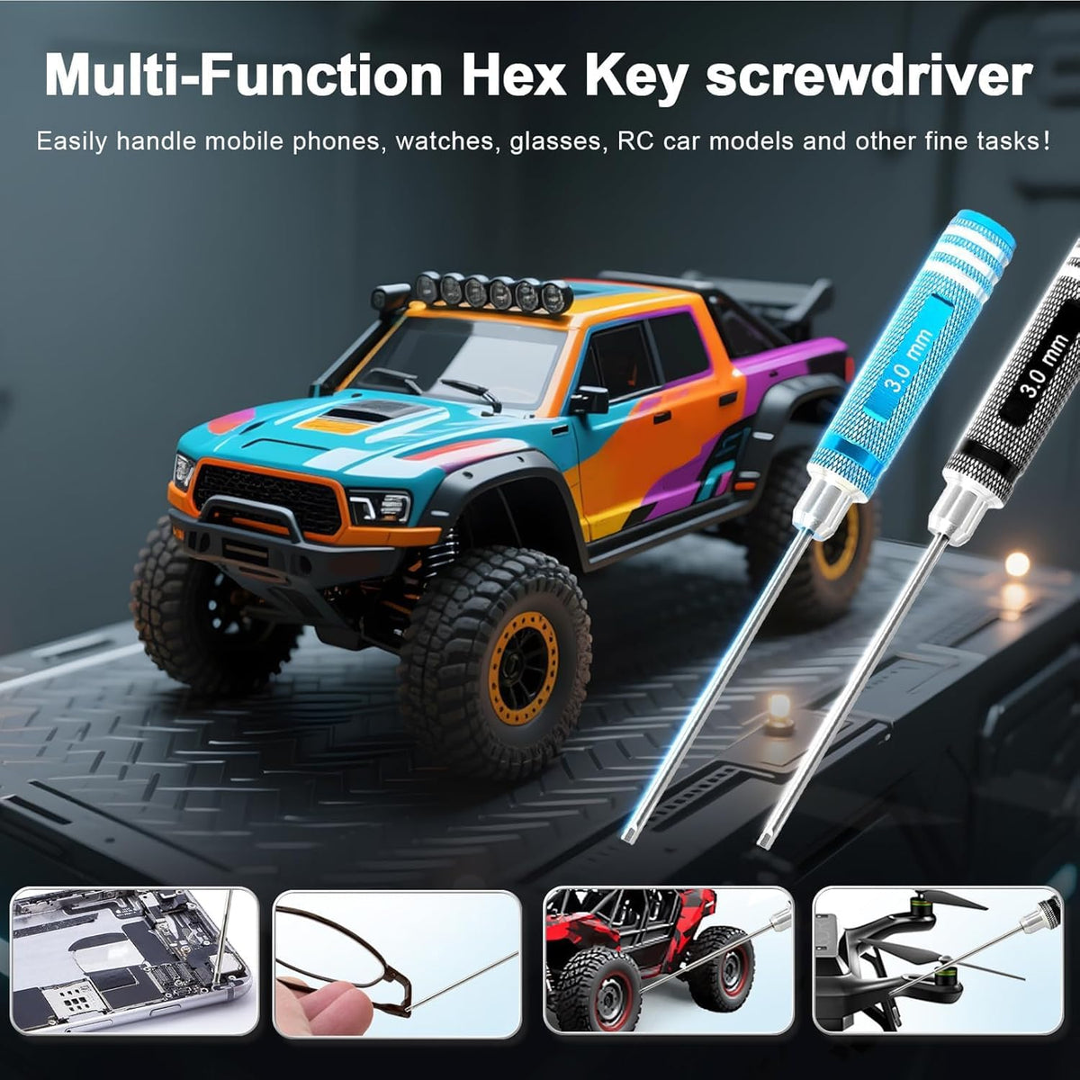 LinkMejor Hex Driver Set 1.5/2.0/2.5/3.0mm, RC Schroevendraaierset