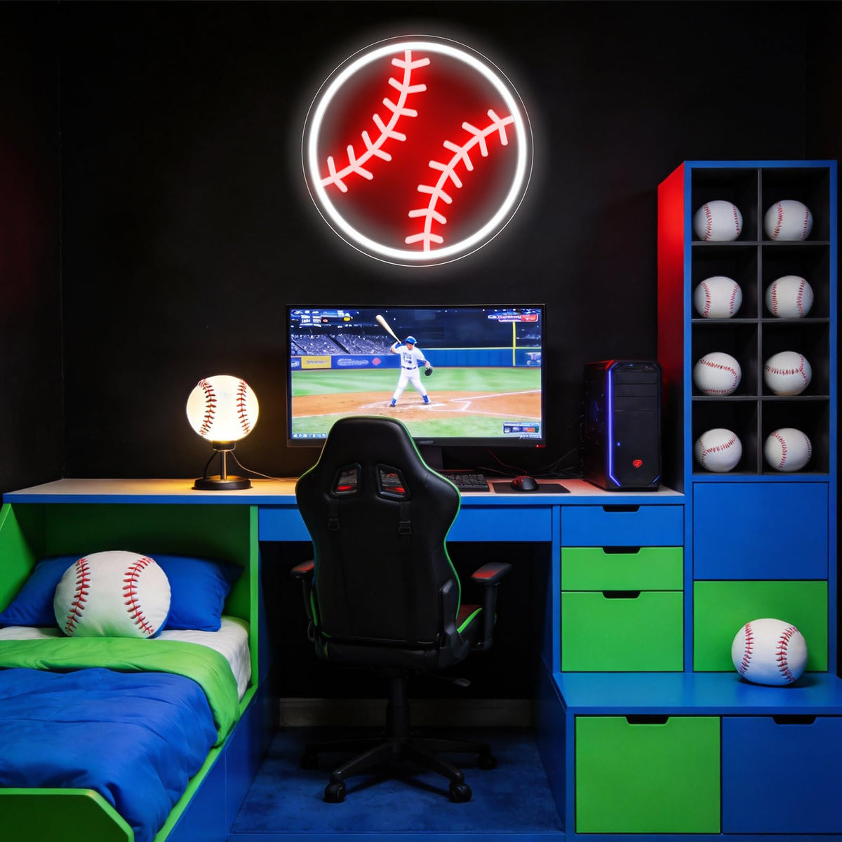 Baserett Neon Sign, Drivs av USB Röd Vit Baserett Neon Lampa