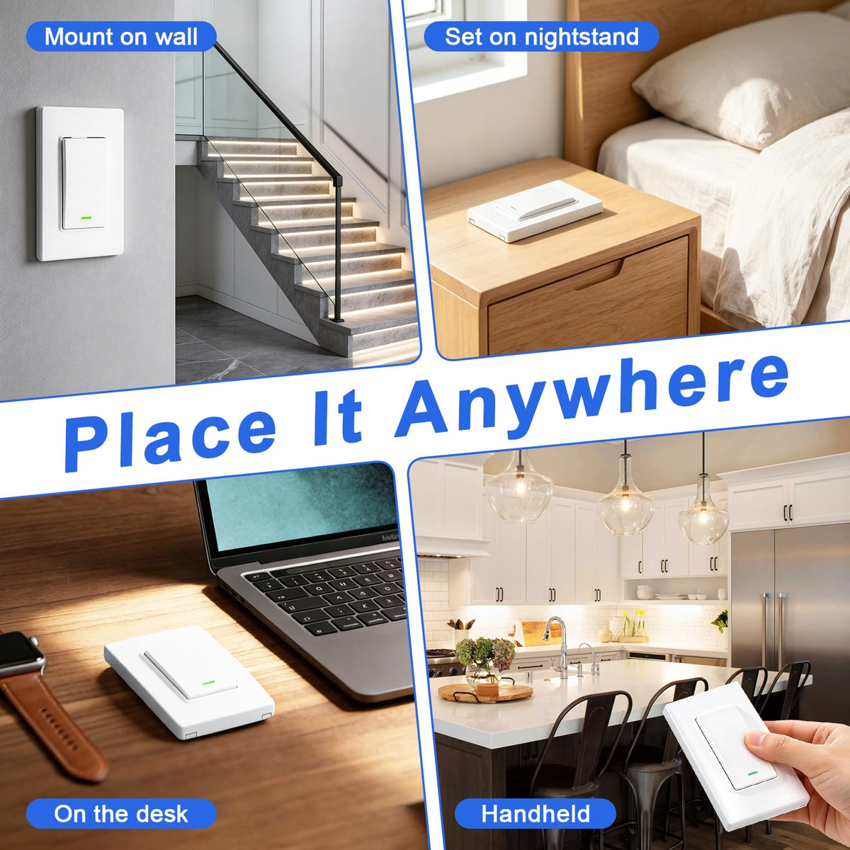 Blocco ricevitore per interruttore a luce wireless, interruttore a 3 vie per lampade