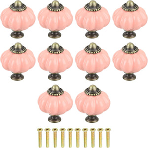 10pcs Pompa Keramik, Tombol Dekorasi Kisi Kisi Pink, Tombol Kisi Kisi Vintage dengan 10 Bantuan untuk Kisi Kisi Kabinet, Kisi Kisi dan Kisi Kisi (38mm/1.5")