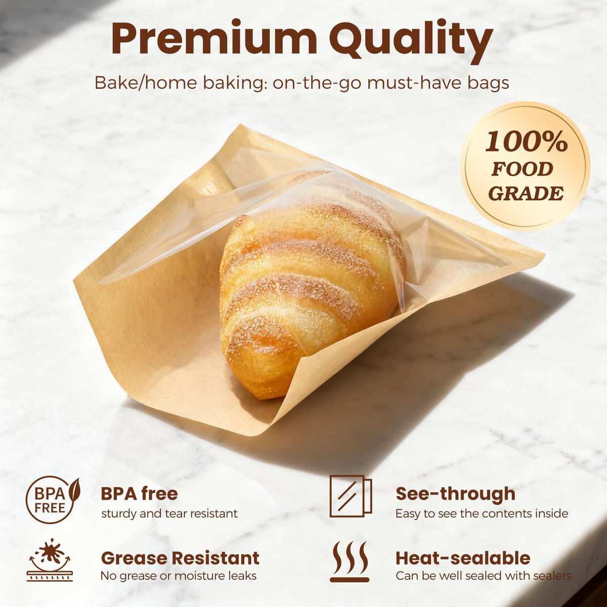 100Pcs 쿠키 봉투, 프리미엄 쿠키 패킹 봉투 LinkMejor