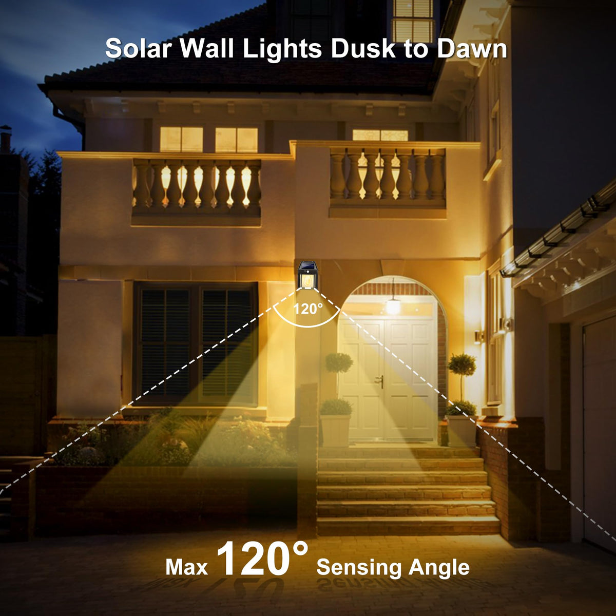 LinkMejor 4-Pack Solar Terrassenwandleuchten Außen, Bewegungsmelder, 3 Modi