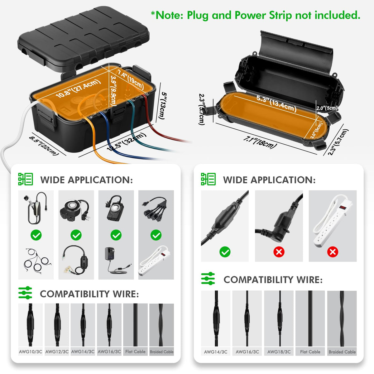 [5 Pieza] Set de Caja Eléctrica LinkMejor para Exterior（1 x Extra Grande + 4 x Pequeña）
