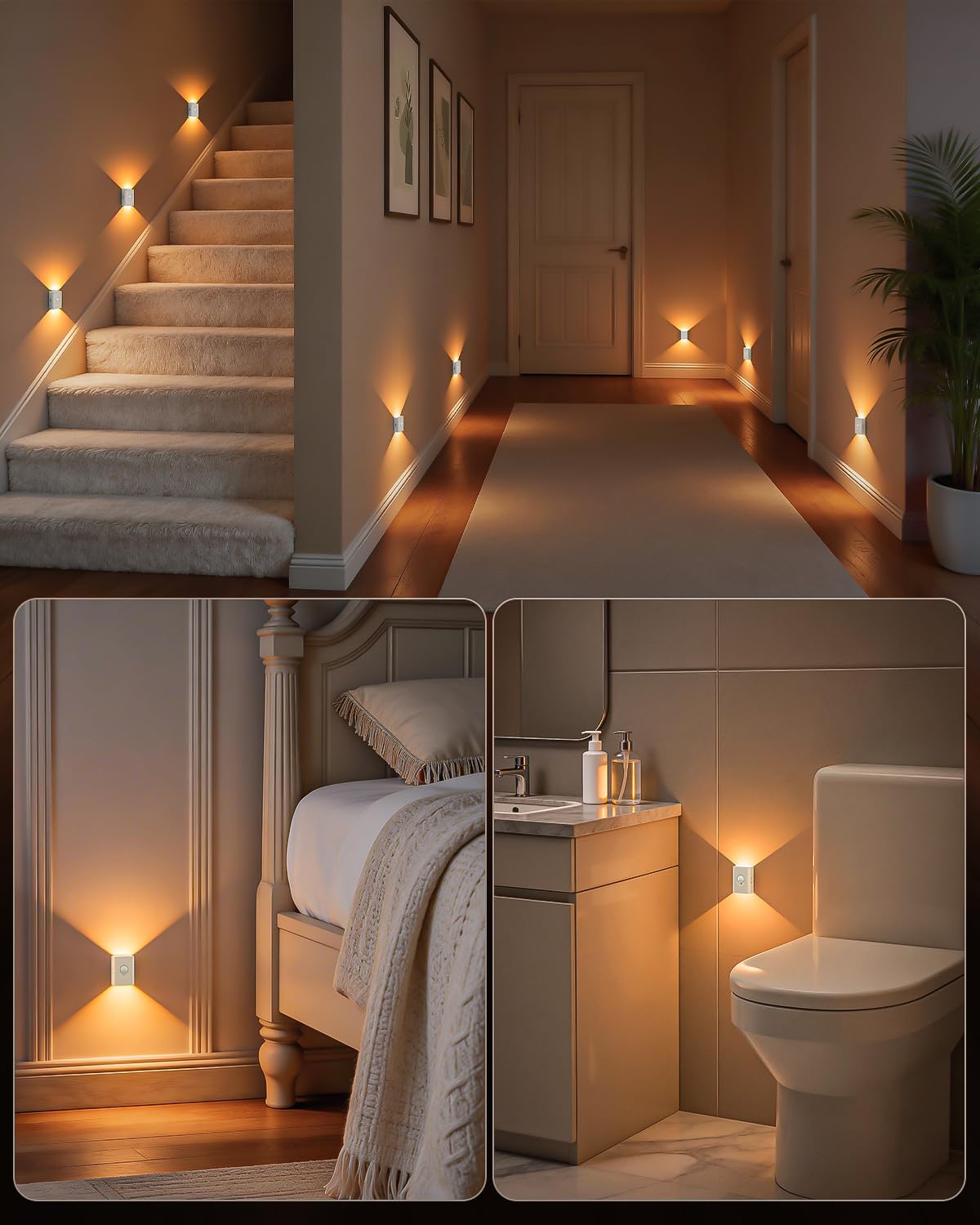 LinkMejor Motion Sensor Stair Lights Indoor,Rechargeable Magnetic Night Light