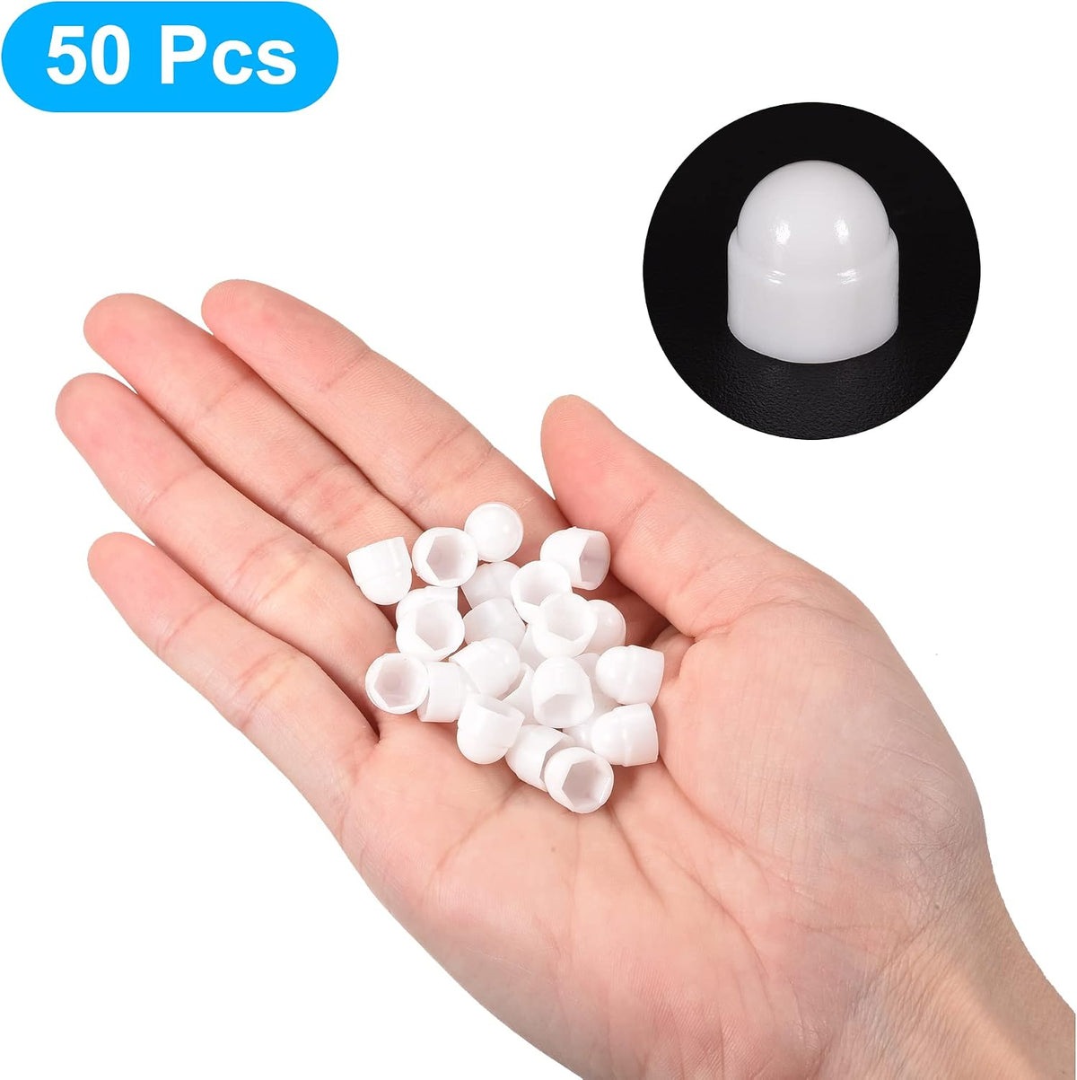 Plastikdome Nøglebeskyttelseskap Dæksler, M4x7mm Nøglebeskyttelsesdæksel Hvid 50stk
