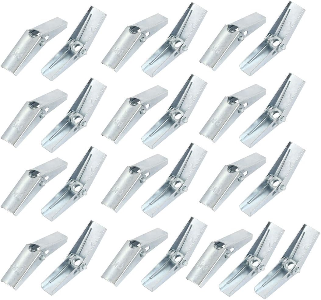 M4 Dia Female Thread Spring Loaded Hollow Wall Anchor Toggle Wing Nut 25pcs