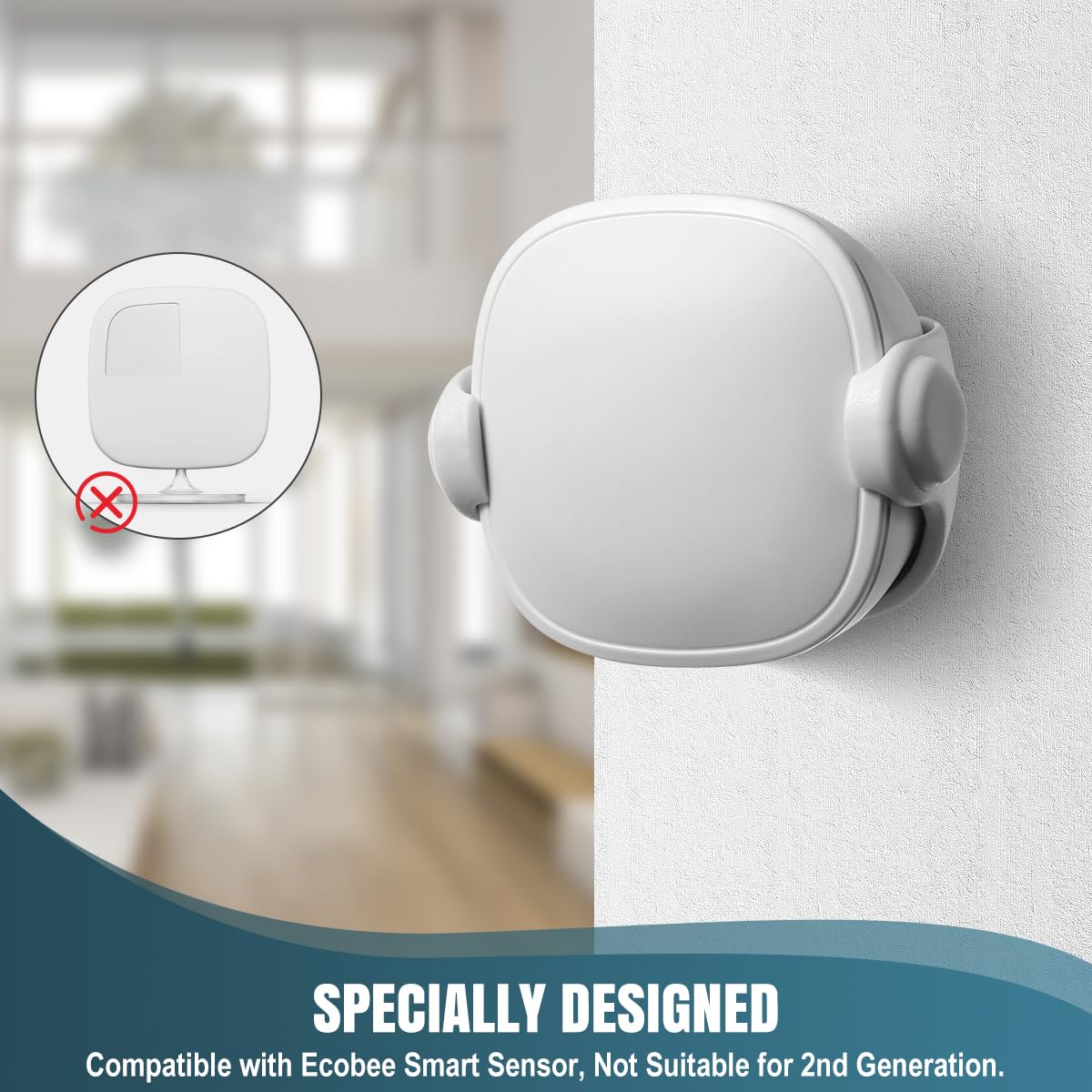 LinkMejor Muurbeugel Compatibel met Ecobee Smart Sensor, 2 Pack Smart Sensor Muurhouder Vervanging Intelligente Robot Model, Niet Geschikt voor 2e Generatie (Wit)