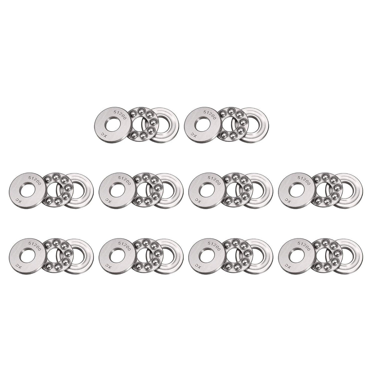 51200 Miniature Thrust Ball Bearing 10mm x 26mm x 11mm Chrome Steel with Washer 10pcs