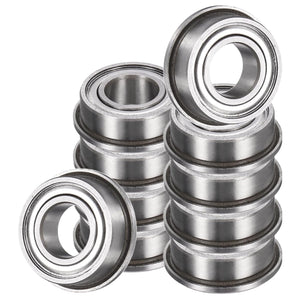 10Pcs F687ZZ Flanged Ball Bearings, 7 x 14 x 5mm Double Shielded Chrome Steel Deep Groove Bearing, ABEC5