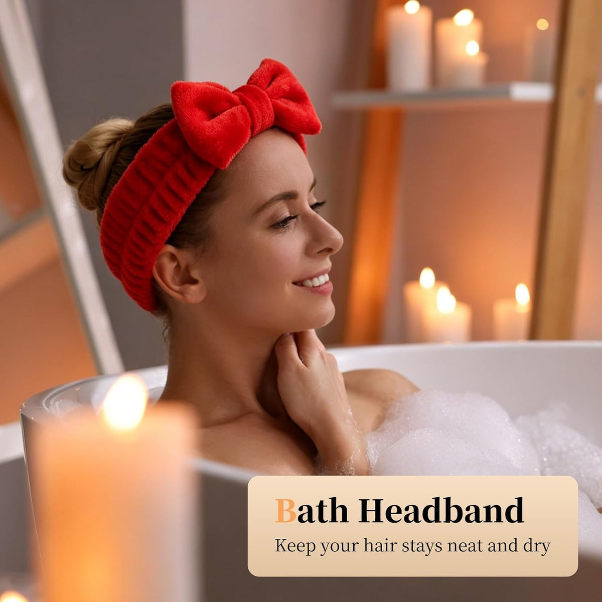4Pcs Spa Headbands, Blødt Frotter Bue Ansigtshudpleje Headband Makeup Hårbånd med Elastisk Bånd til Kvinder Teenage Vask Ansigt Dus Bad Hudpleje Makeup Yoga Gave, Farve Set 2