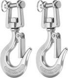5/16" Clevis Slip Hook, 2Pcs 304 Stainless Steel Clevis Chain Grab Hook 1433lb Capacity Heavy Duty Safety Chain Hooks with Safety Latch for Trailer Truck Transport