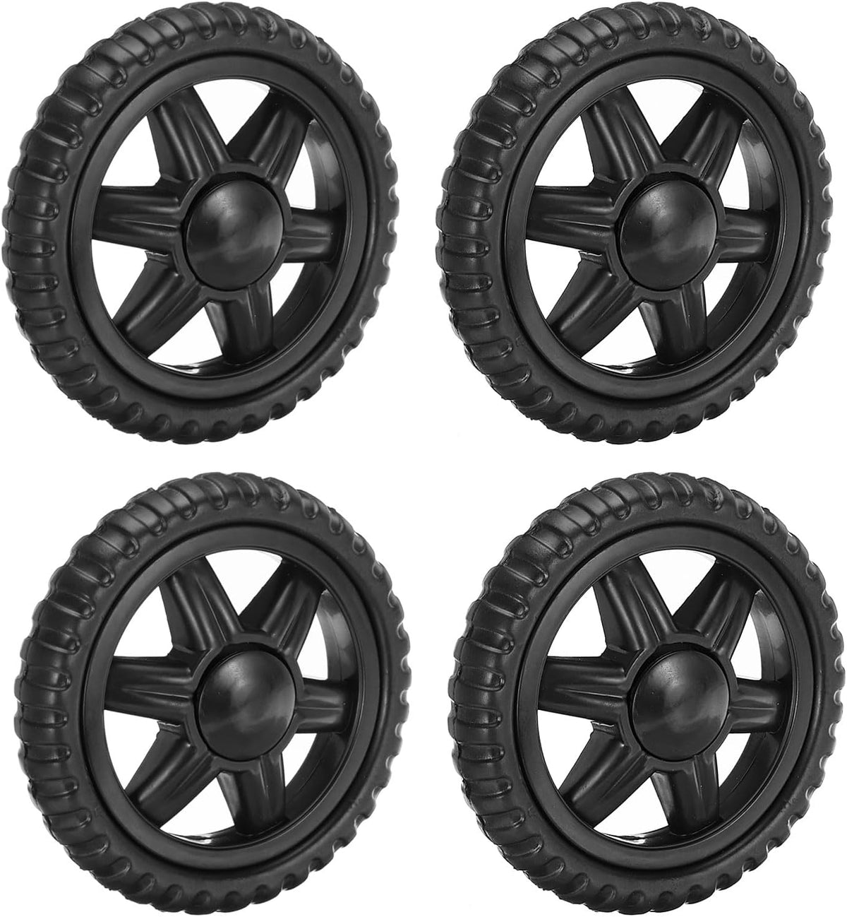 Shopping Cart Wheels Replacement 5 Inch, 4 Pack Rubber Foaming Shopping Bag Trolley Wheel Repair for Folding Rolling Bag Laundry Cart, Black