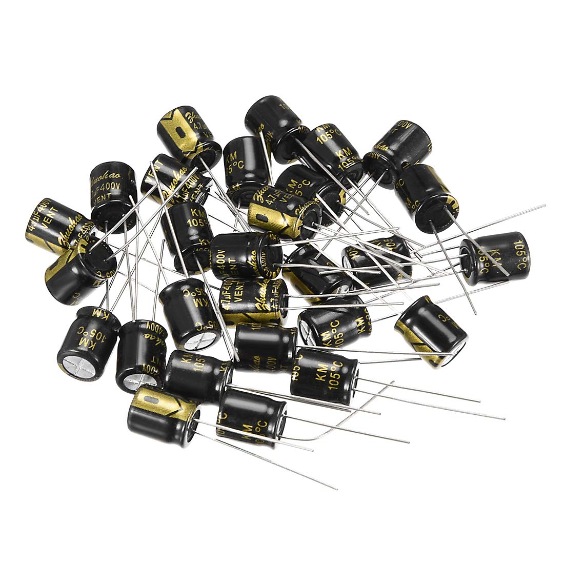 Aluminum Radial Electrolytic Capacitor with 4.7uF 400V 105 Celsius Life 2000H 8 x 10 mm Black 30pcs